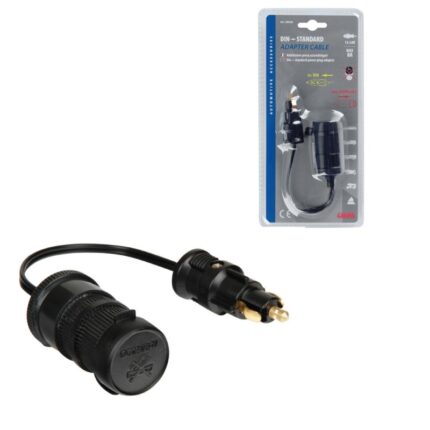 ADAPTADOR ENCHUFE MECHERO STANDARD+DIN CON ALARGADOR 12/24V 8A