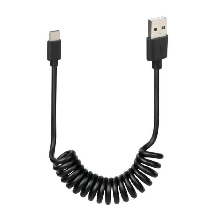 CABLE EN ESPIRAL USB >TIPO-C 100 CM NEGRO