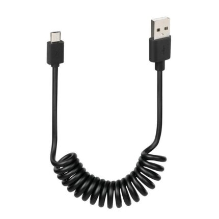 CABLE EN ESPIRAL USB/MICRO USB 100CM NEGRO