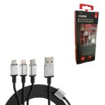 CABLE MULTI-CARGA CON 3 CONCETORES MICRO USB/TIPO C/ IPHONE