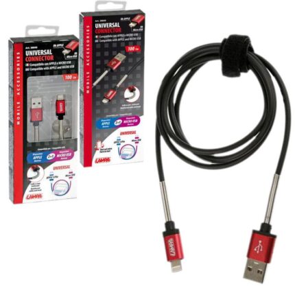 CABLE UNIVERSAL USB Y MICRO USB/APPLE 8 PIN 100 CM