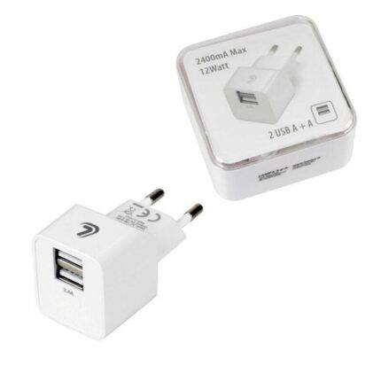 CARGADOR LINEA ESSENTIAL CON 2 PUERTOS USB(A+A)-2400 Ma 12w 220/240