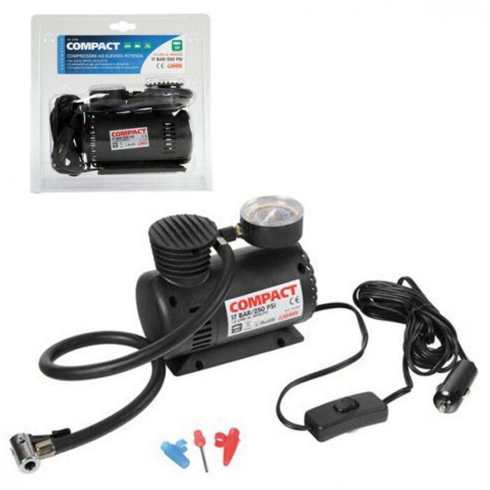 COMPRESOR COMPACT CON MANOMETRO 12V 200W