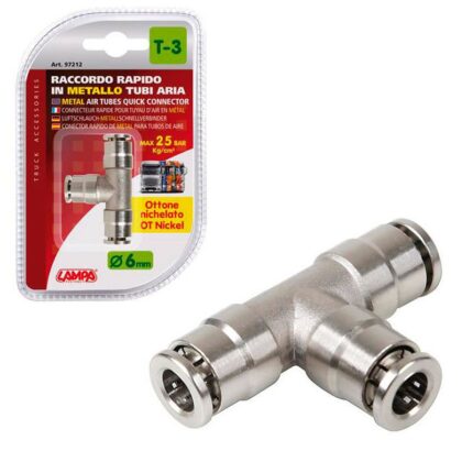 CONECTOR DE AIRE T-3 6 MM METALICO