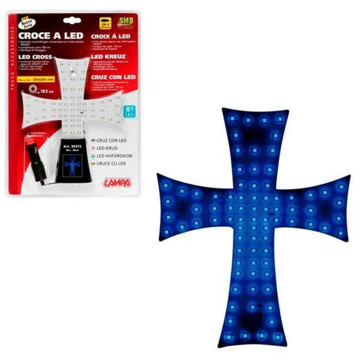 CRUZ LUMINOSA AZUL 24V 81 LED 200X250 MM CABLE 200 CM