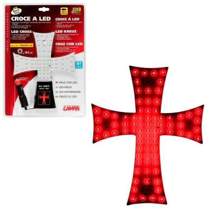 CRUZ LUMINOSA ROJA 24V 81 LED 200X250 MM CABLE 200 CM