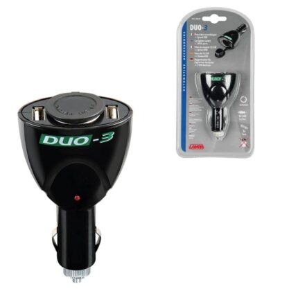 ENCHUFE MECHERO DUO3 1 TOMA STANDARD 2 USB 12V 5W