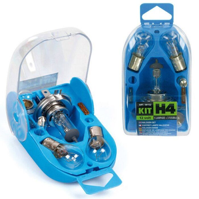 ESTUCHE DE LAMPARAS H4 12V HOLOGENO (5 LAMPARAS + 3 FUSIBLES)