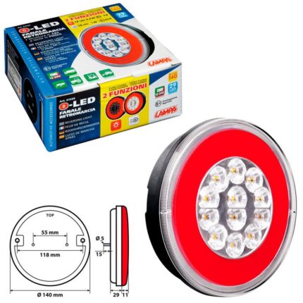 FARO TRASERO REDONDO 29 LED 12/24V  MARCHA ATRAS Y POSICION HOMOLOGACION E