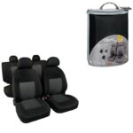 FUNDA ASIENTO CLASICO EN POLIESTER 8 PIEZAS GRIS/NEGRO