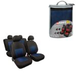 FUNDA ASIENTO DEPORTIVO EN POLIESTER 8 PIEZAS NEGRO/AZUL