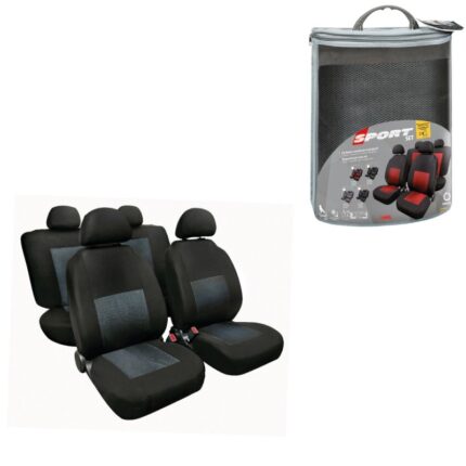 FUNDA ASIENTO DEPORTIVO EN POLIESTER 8 PIEZAS NEGRO/GRIS