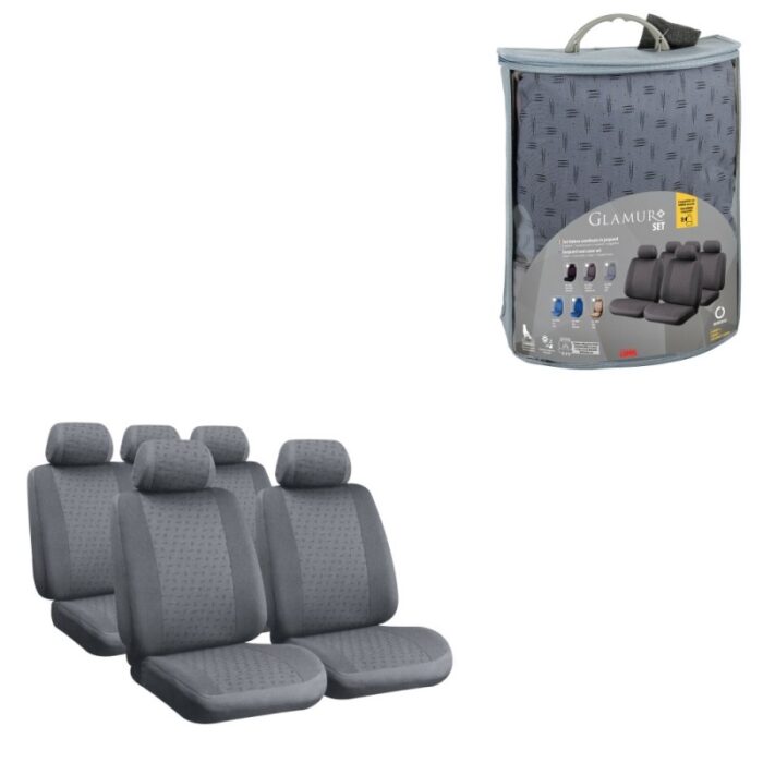 FUNDA ASIENTO GLAMUR EN POLIESTER 8 PIEZAS GRIS