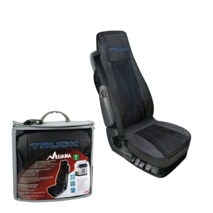 FUNDA DE ASIENTO CAMION LUANA CUERO SINTETICO NEGRO/AZUL