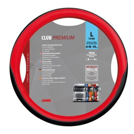 FUNDA VOLANTE CLUB PREMIUM NEGRO ROJO 46-48 CM