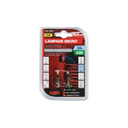 LAMPARA T4W MICRO 24V HOMOLOGACION E (BLISTER 2 UNIDADES)