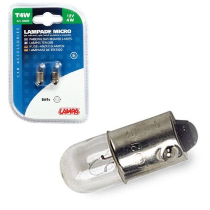 LAMPARA TW4 12V 4W BA9S CON CASQUILLO HOMOLOGACION E (BLISTER 2 UNIDADES)