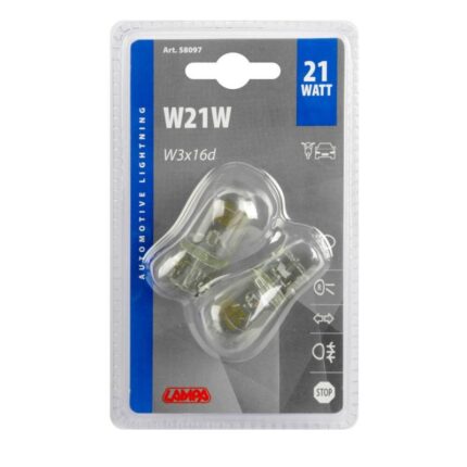 LAMPARA W21W 12V 21W W3X16D HOMOLOGACION E (BLISTER 2 UNIDADES)