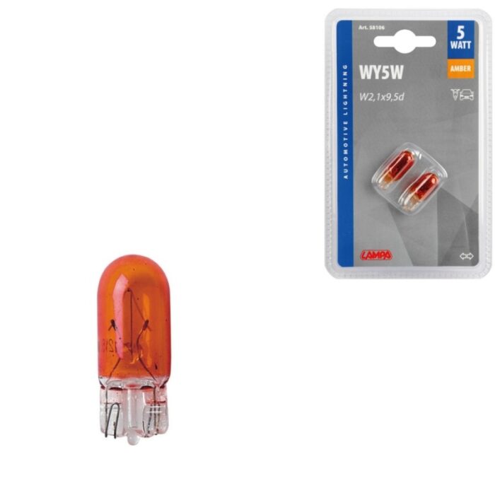 LAMPARA W5W 12V AMBAR SIN CASQUILLO HOMOLOGACION E (BLISTER 2 UNIDADES)