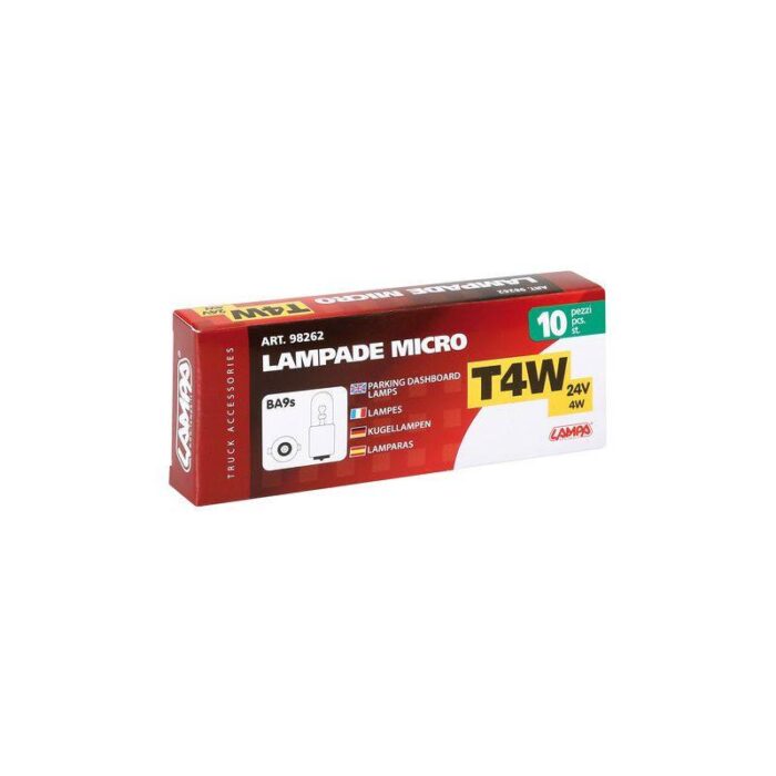 LAMPARAS T4W 24V 4W BA9S (CAJA 10 UNIDADES)