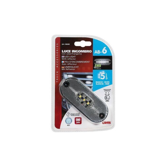 LUZ DE GALIBO 5 LED CON REFLECTOR 24V BLANCA HOMOLOGADA