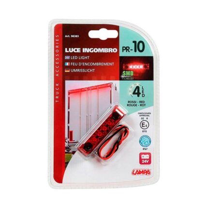 LUZ DE GALIBO IMPERMEABLE 4 LED 24V ROJA HOMOLOGADA