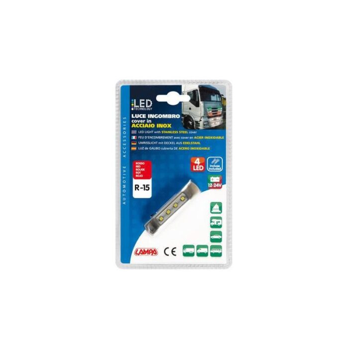 LUZ DE GALIBO 4 LED ACERO 12/24V ROJA