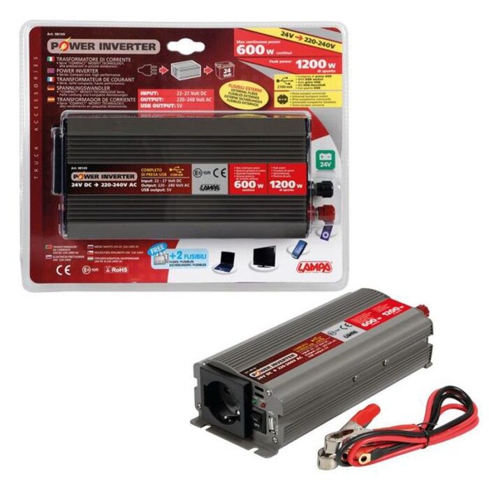 TRANSFORMADOR DE 24V A 220V 600W CON USB