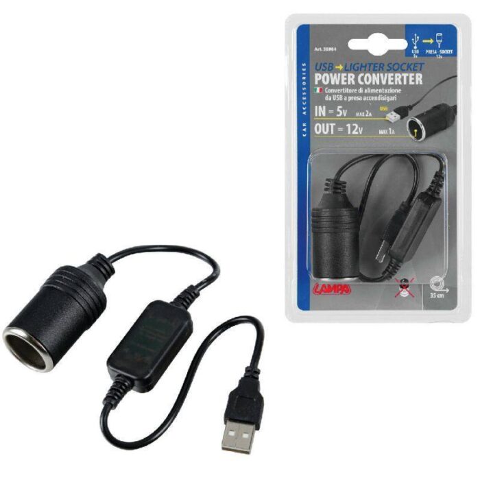 TRANSFORMADOR PUERTO USB >TOMA 12V